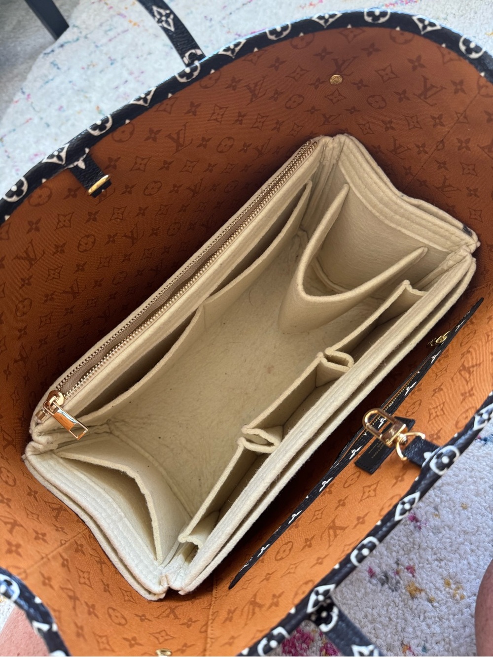 Louis Vuitton Orange and Black Monogram Neverfull Tote- Limited Edition. - Picture 7 of 13